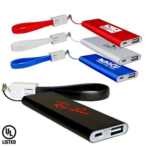 Flat Power Bank with Cable