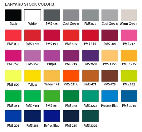 Standard Lanyard Colors