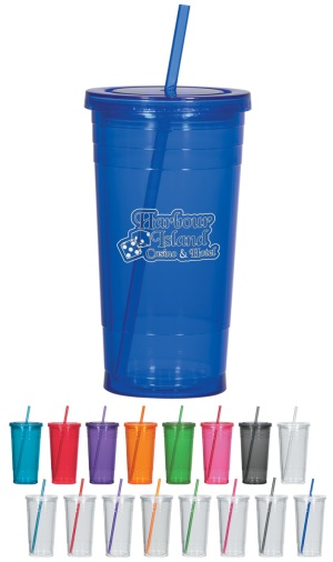 24 oz Double Wall Acrylic Tumblers with Straw