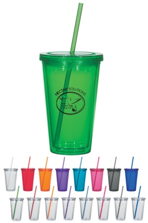 16 oz Double Wall Acrylic Tumblers with Straw