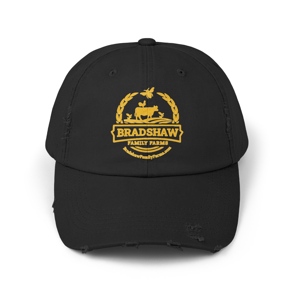 Bradshaw family farms logo on hat