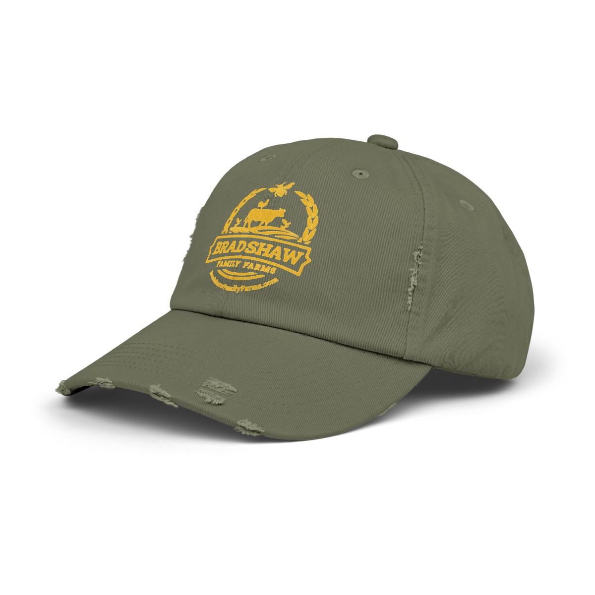 Bradshaw family farms logo on hat