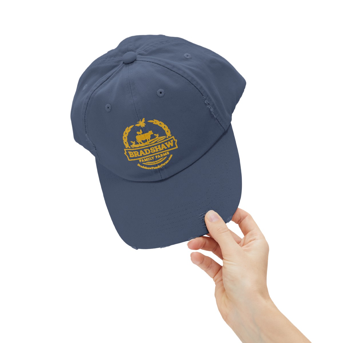 Bradshaw family farms logo on hat