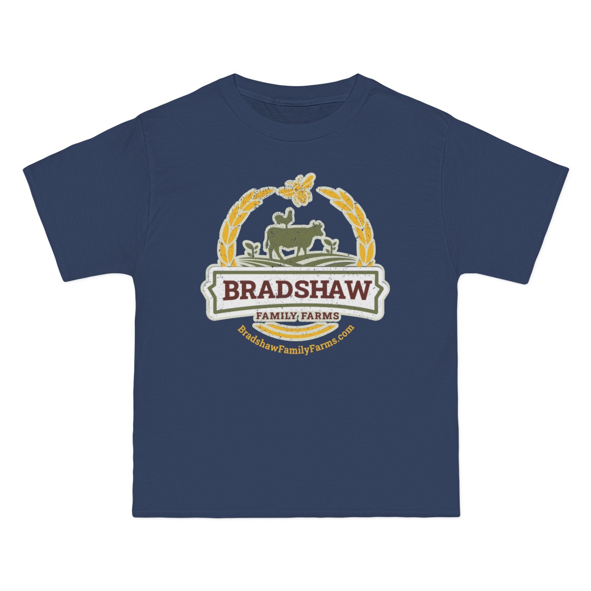 Bradshaw family farms logo on t-shirt